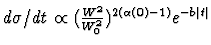 $d\sigma/dt \propto (\frac{W^2}{W_0^2})^{2(\alpha(0)-1)} e^{-b\vert t\vert}$